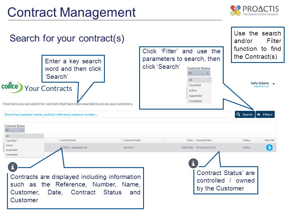 Contract Management Search for your contract(s)