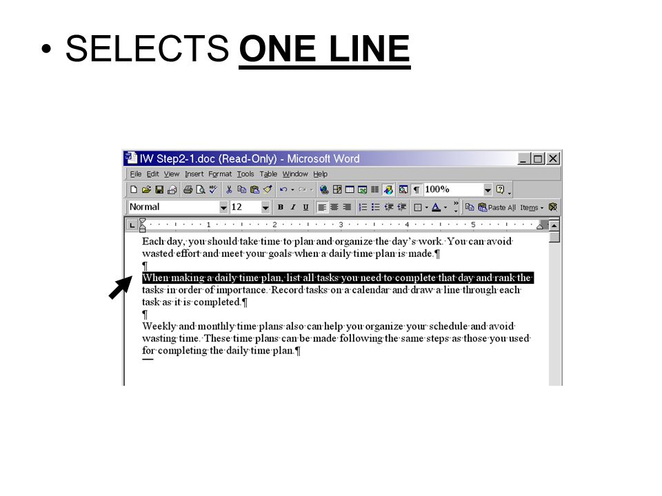 SELECTS ONE LINE