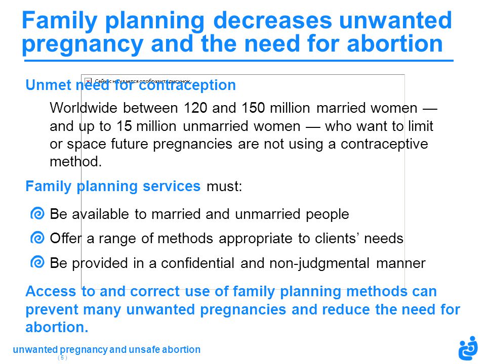 Family planning decreases unwanted pregnancy and the need for abortion