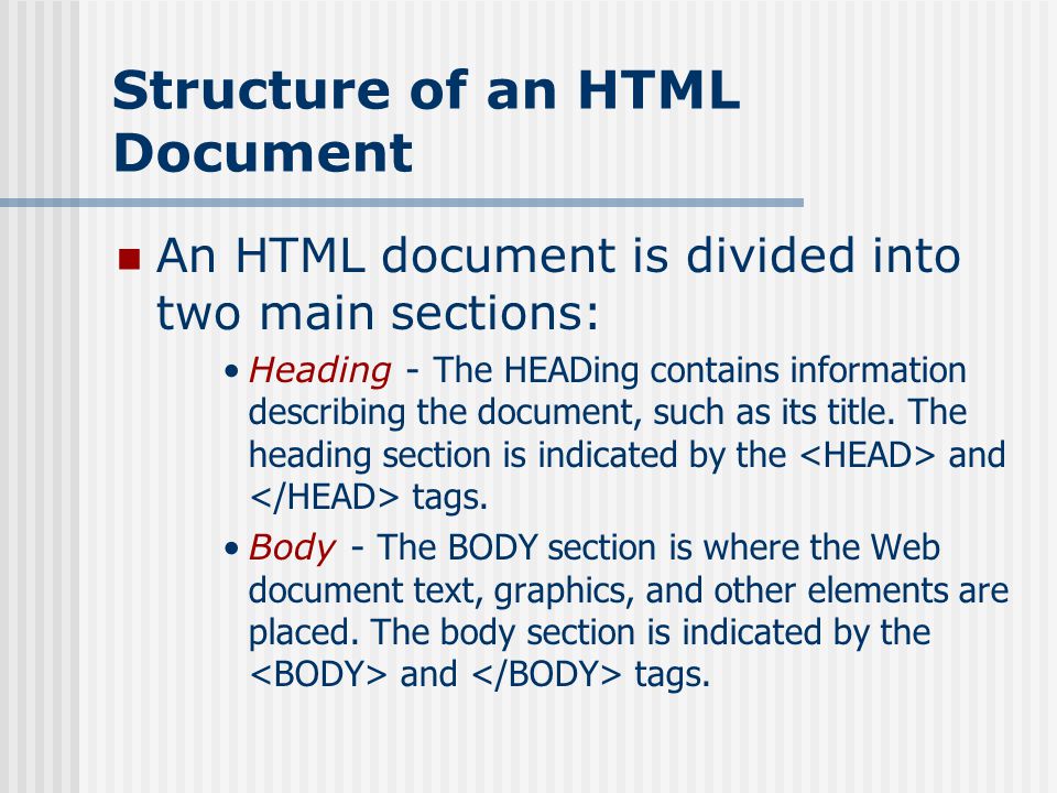 Structure of an HTML Document