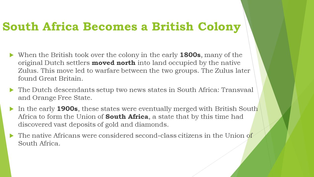 South Africa Becomes a British Colony