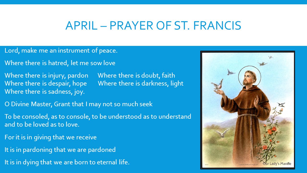 April – prayer of st. francis