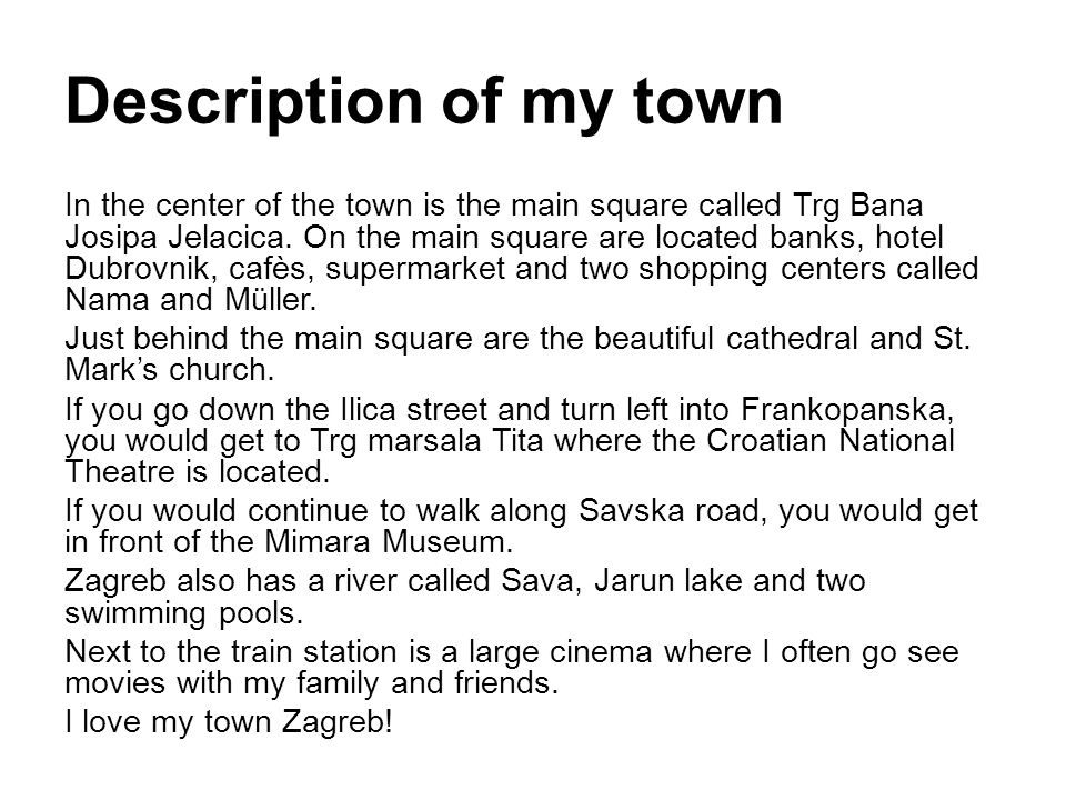 Description of my town