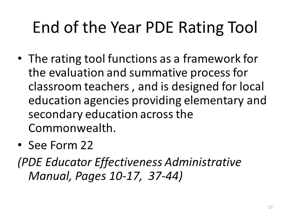 End of the Year PDE Rating Tool