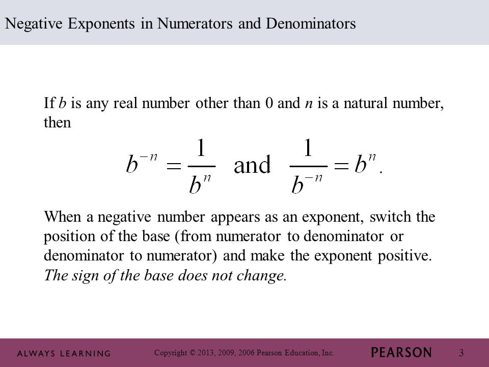 Negative Exponents in Numerators and Denominators