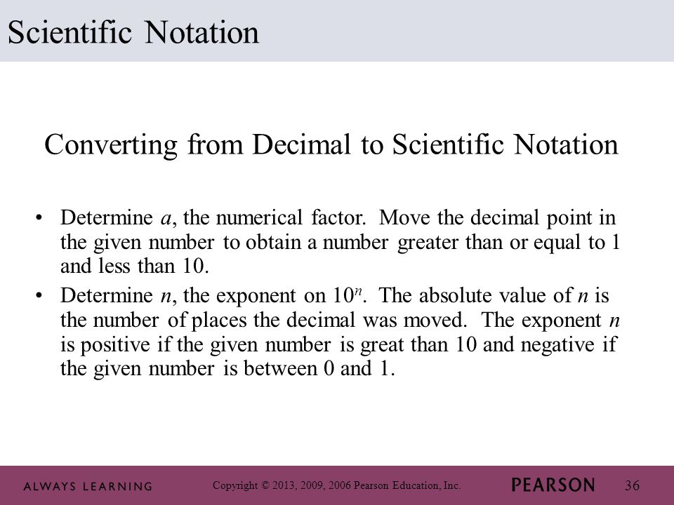 Converting from Decimal to Scientific Notation