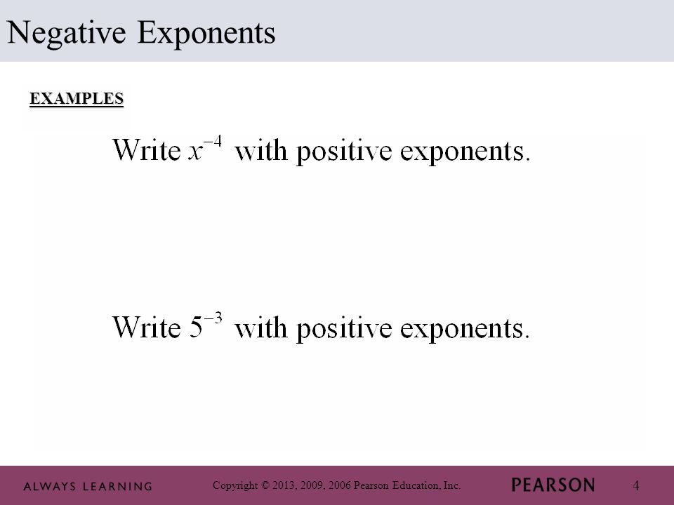 Negative Exponents EXAMPLES