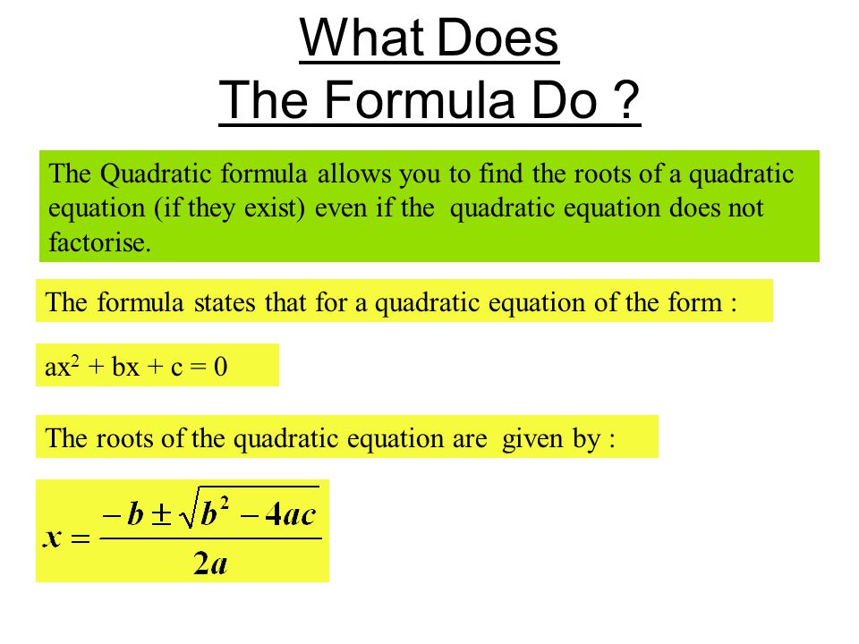 What Does The Formula Do