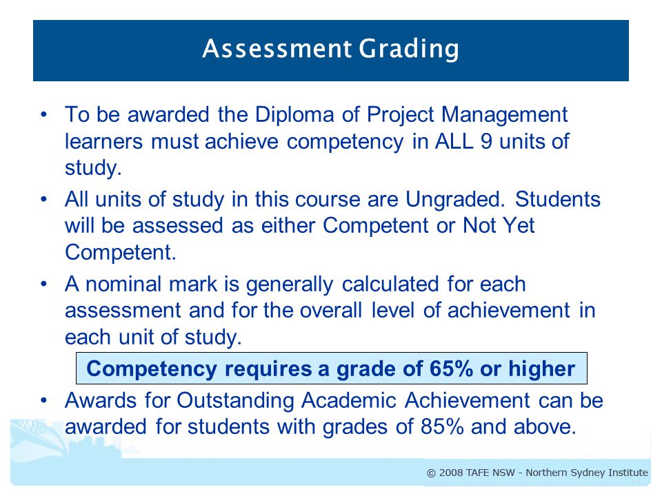 Competency requires a grade of 65% or higher