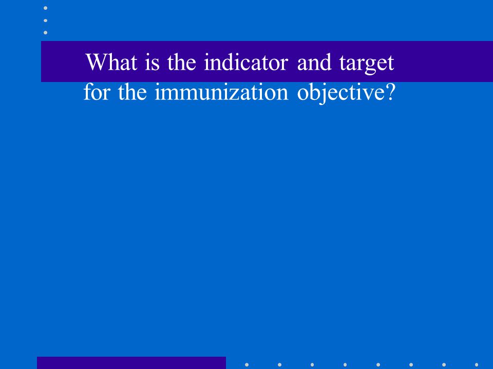 What is the indicator and target for the immunization objective