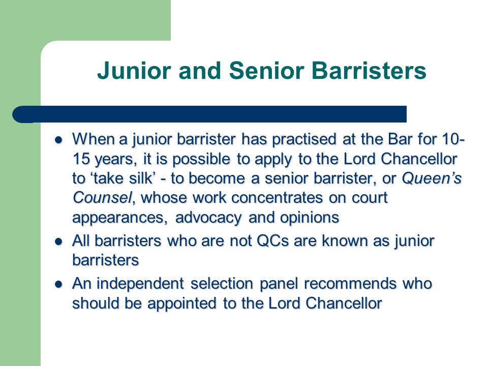 Junior and Senior Barristers