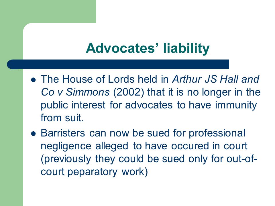 Advocates’ liability