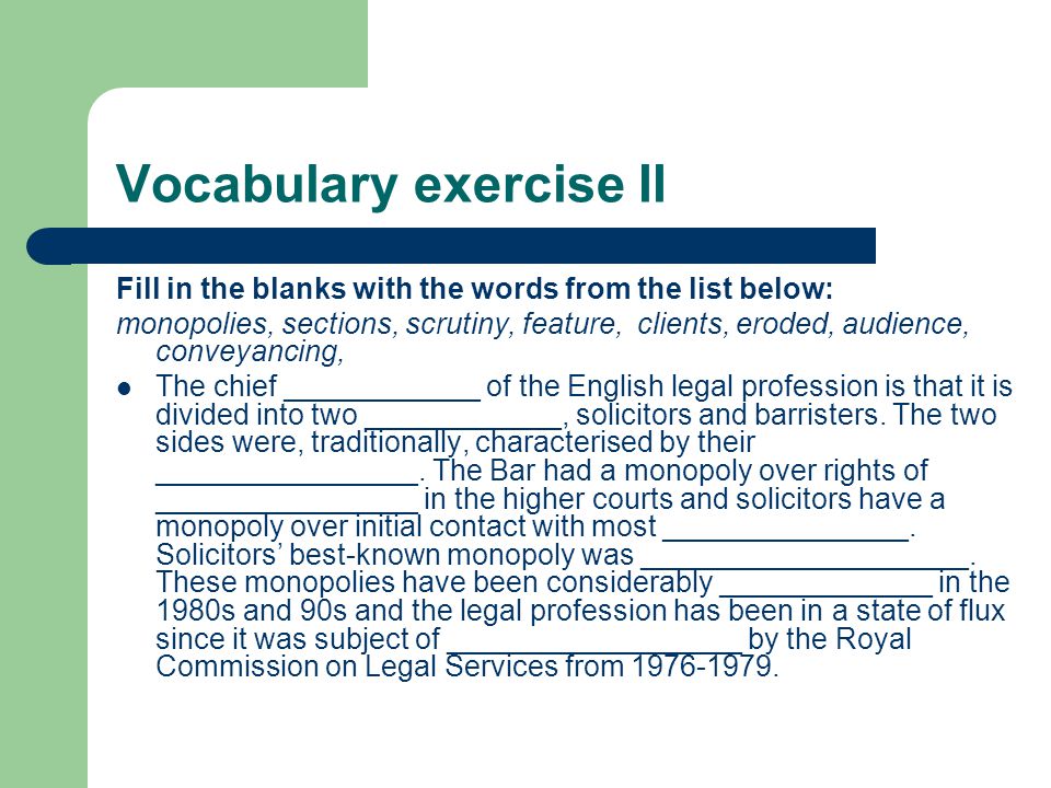 Vocabulary exercise II
