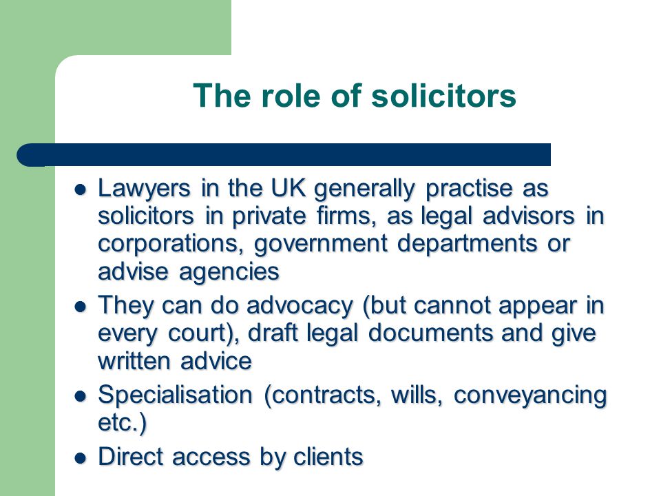 The role of solicitors