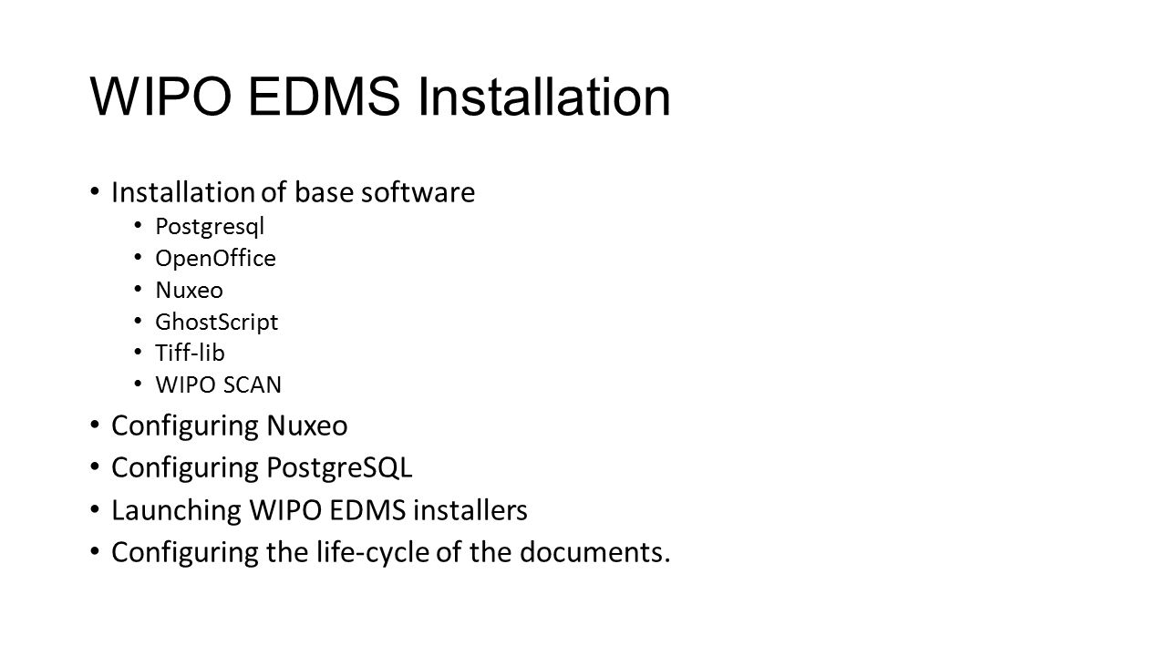 WIPO EDMS Installation