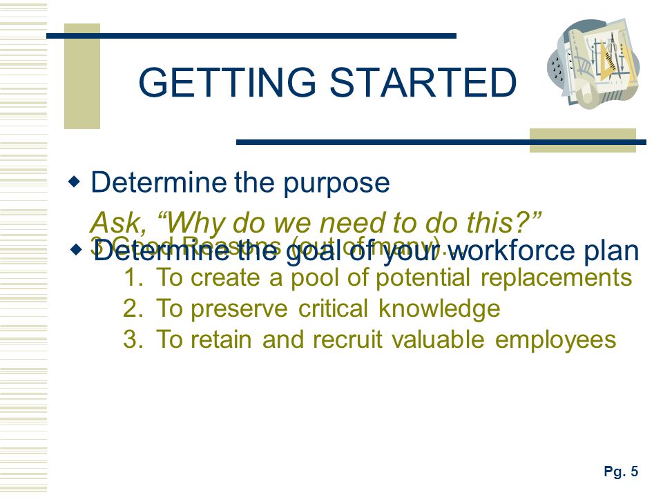 GETTING STARTED Determine the purpose
