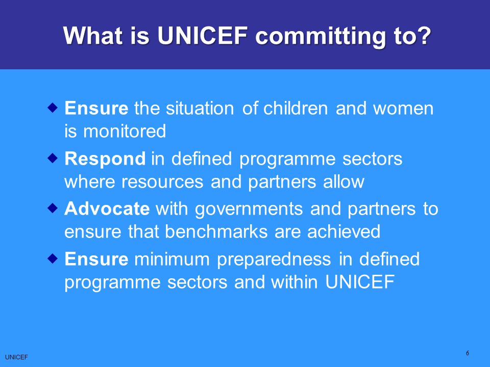 What is UNICEF committing to