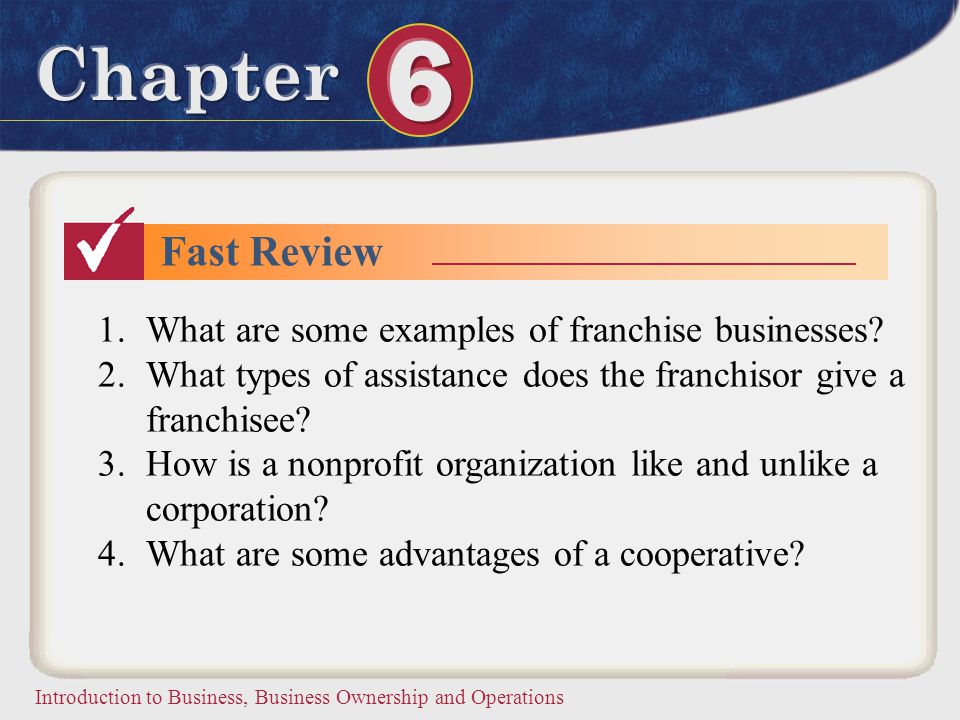 Fast Review What are some examples of franchise businesses