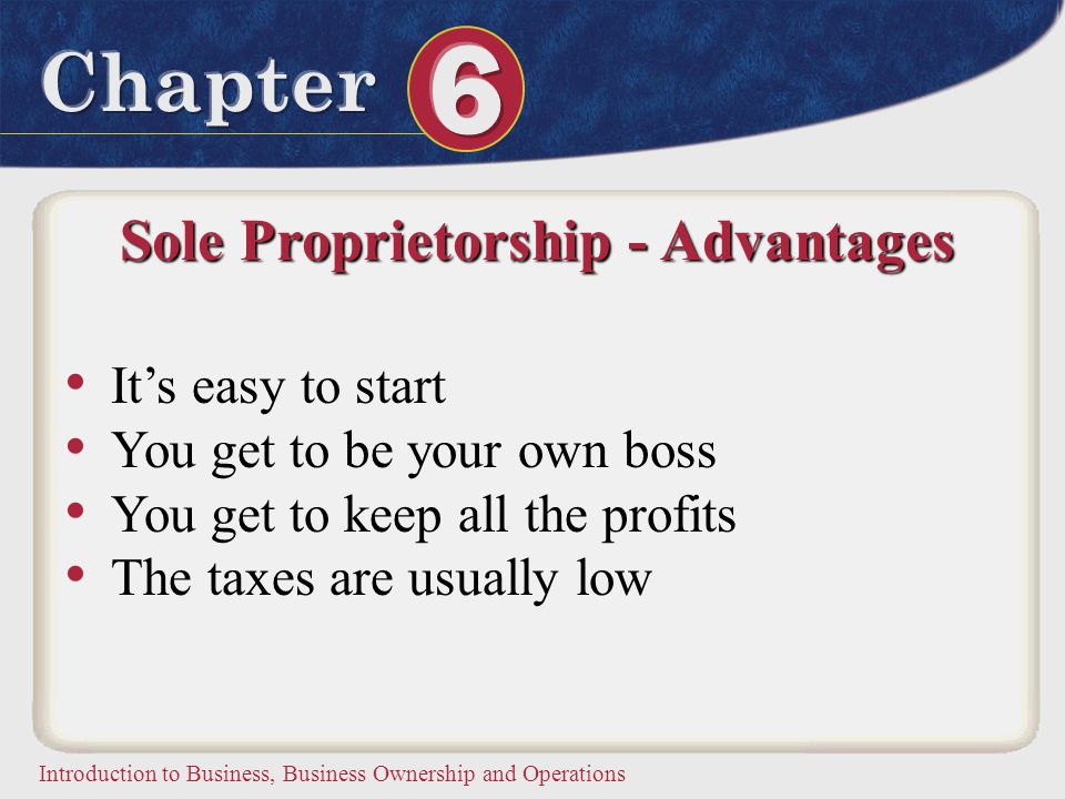 Sole Proprietorship - Advantages