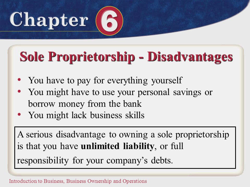 Sole Proprietorship - Disadvantages