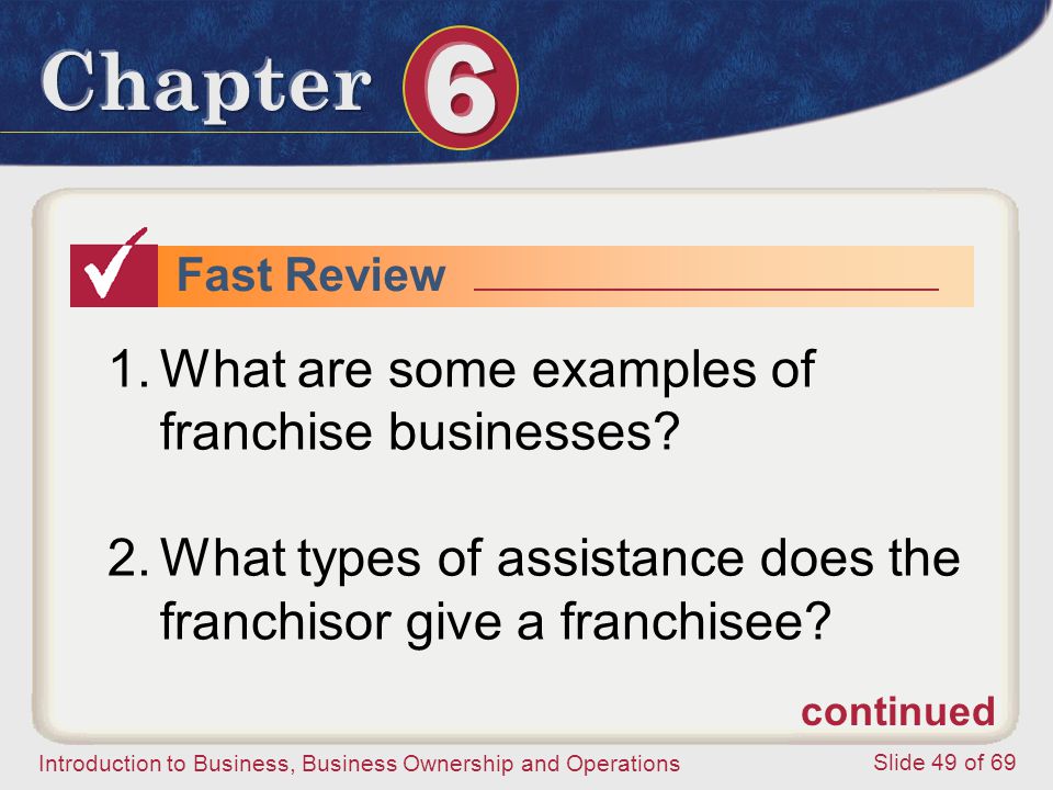 What are some examples of franchise businesses
