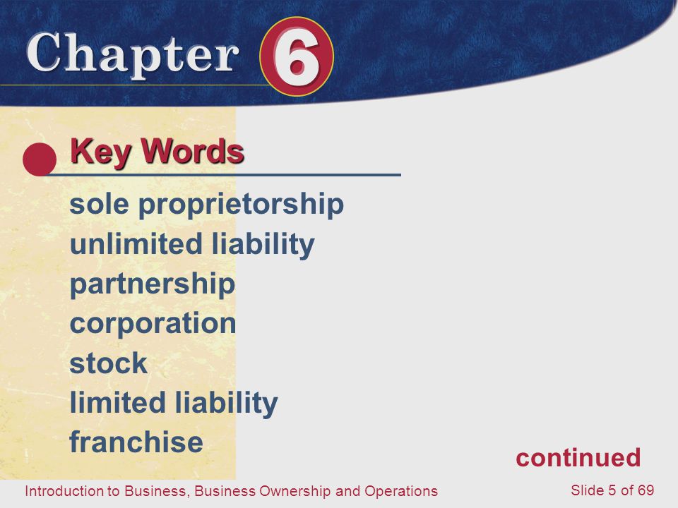 Key Words sole proprietorship unlimited liability partnership