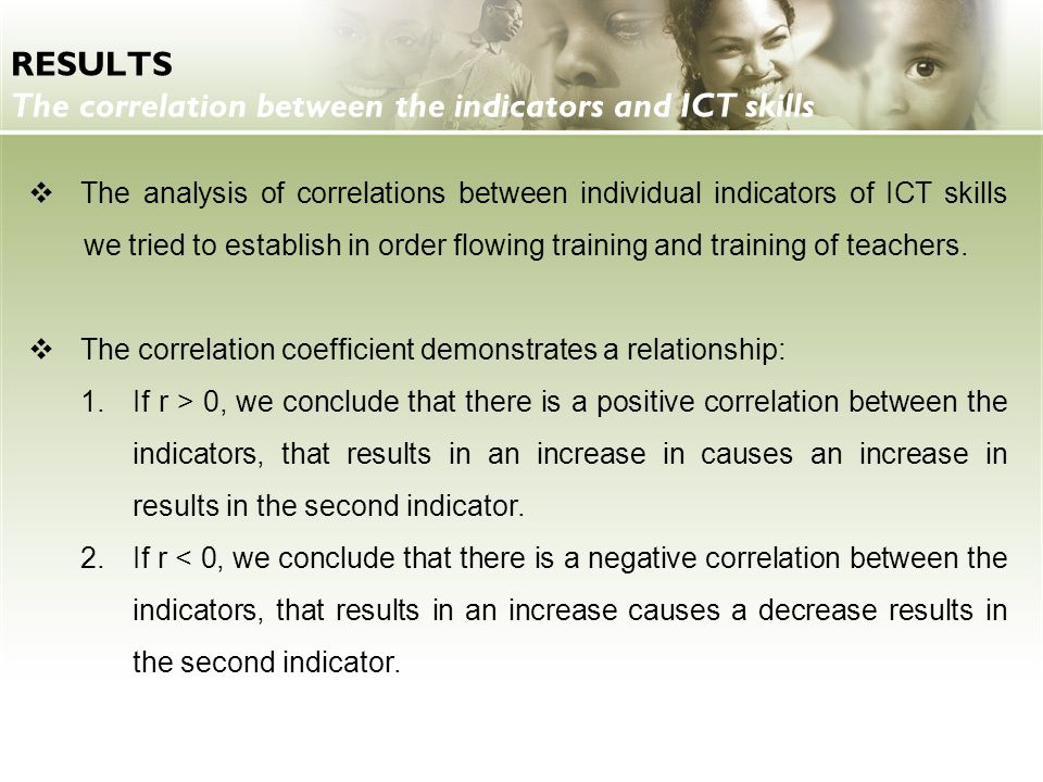 RESULTS The correlation between the indicators and ICT skills