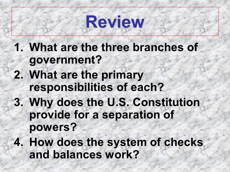 Review What are the three branches of government
