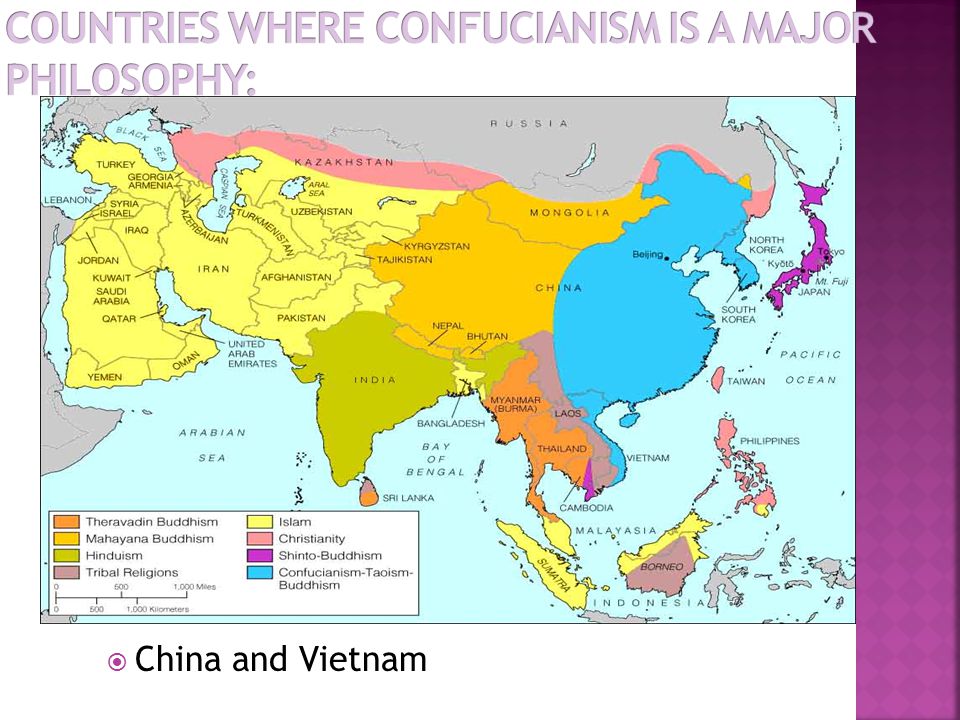 Countries where Confucianism is a major Philosophy: