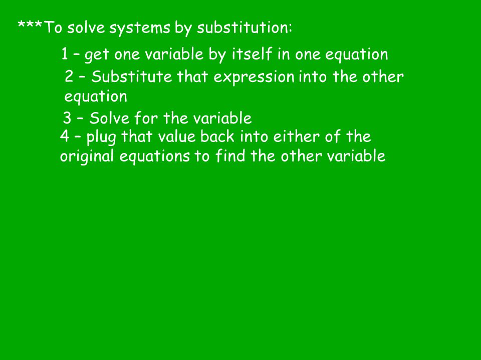 ***To solve systems by substitution: