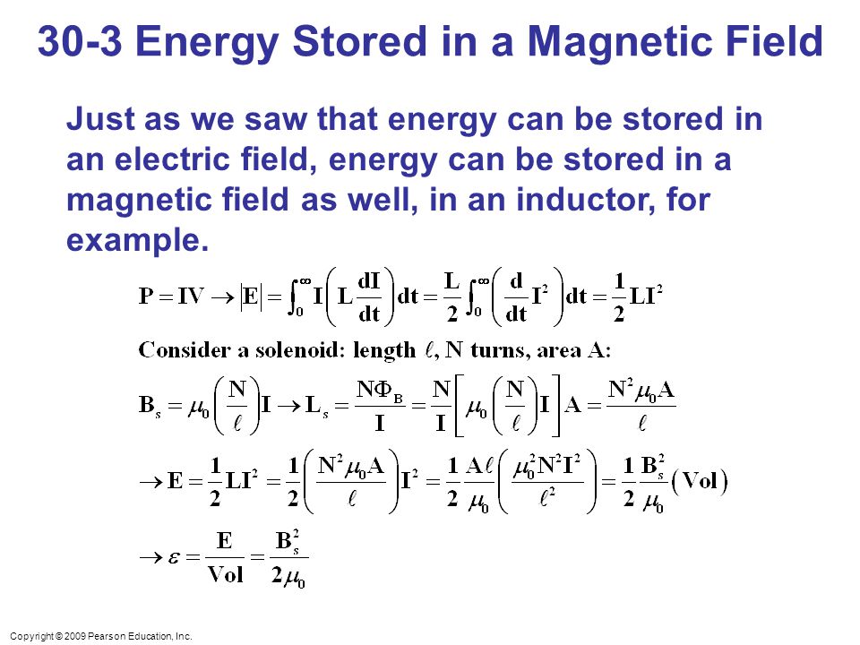 30-3 Energy Stored in a Magnetic Field