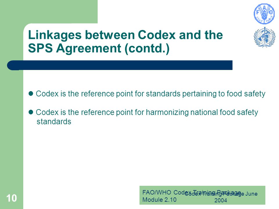 Linkages between Codex and the SPS Agreement (contd.)