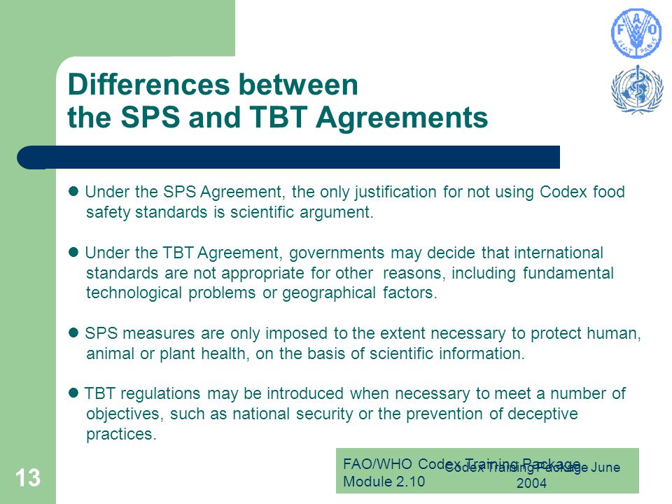 Differences between the SPS and TBT Agreements