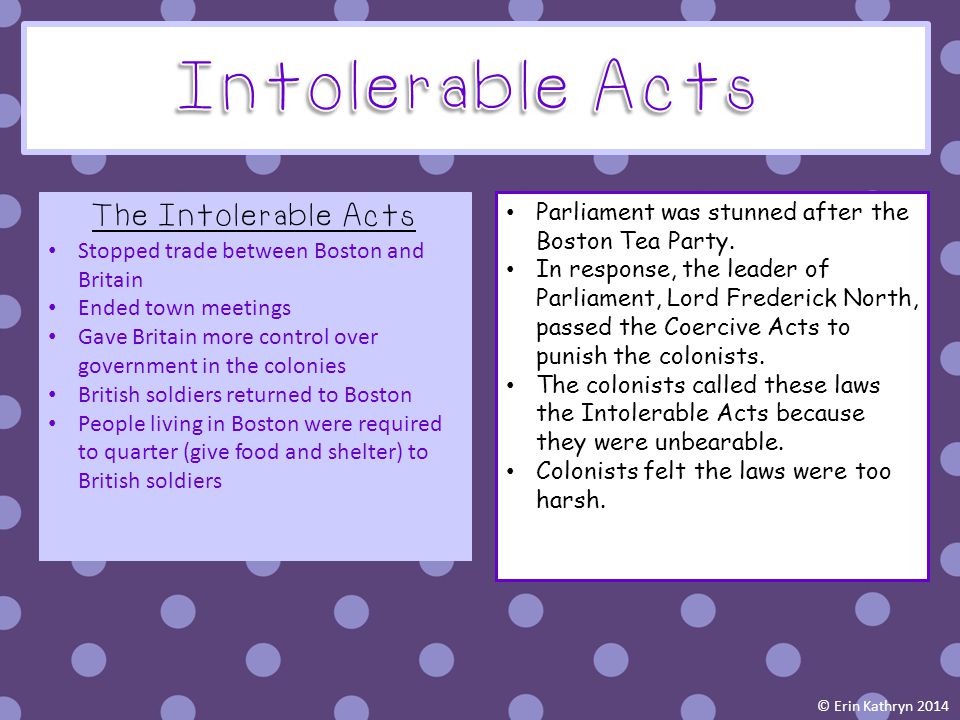 Intolerable Acts The Intolerable Acts