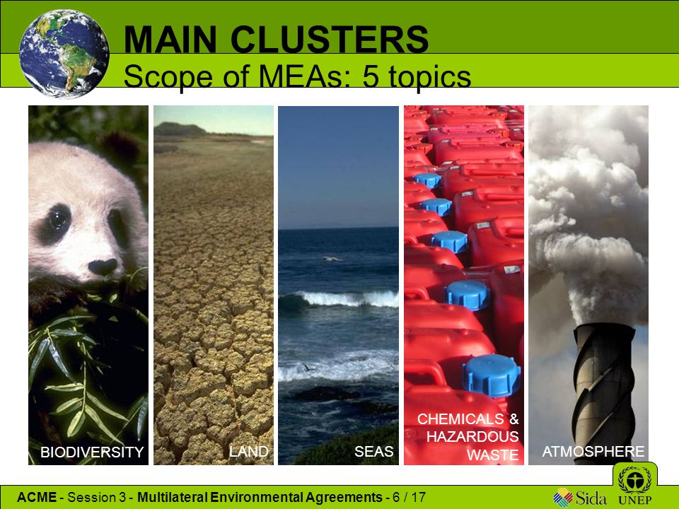 MAIN CLUSTERS Scope of MEAs: 5 topics CHEMICALS & HAZARDOUS WASTE