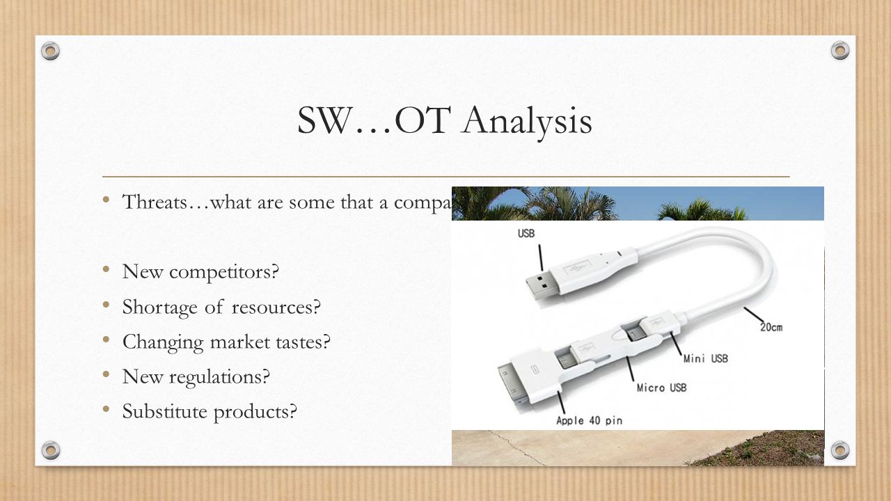 SW…OT Analysis Threats…what are some that a company could have