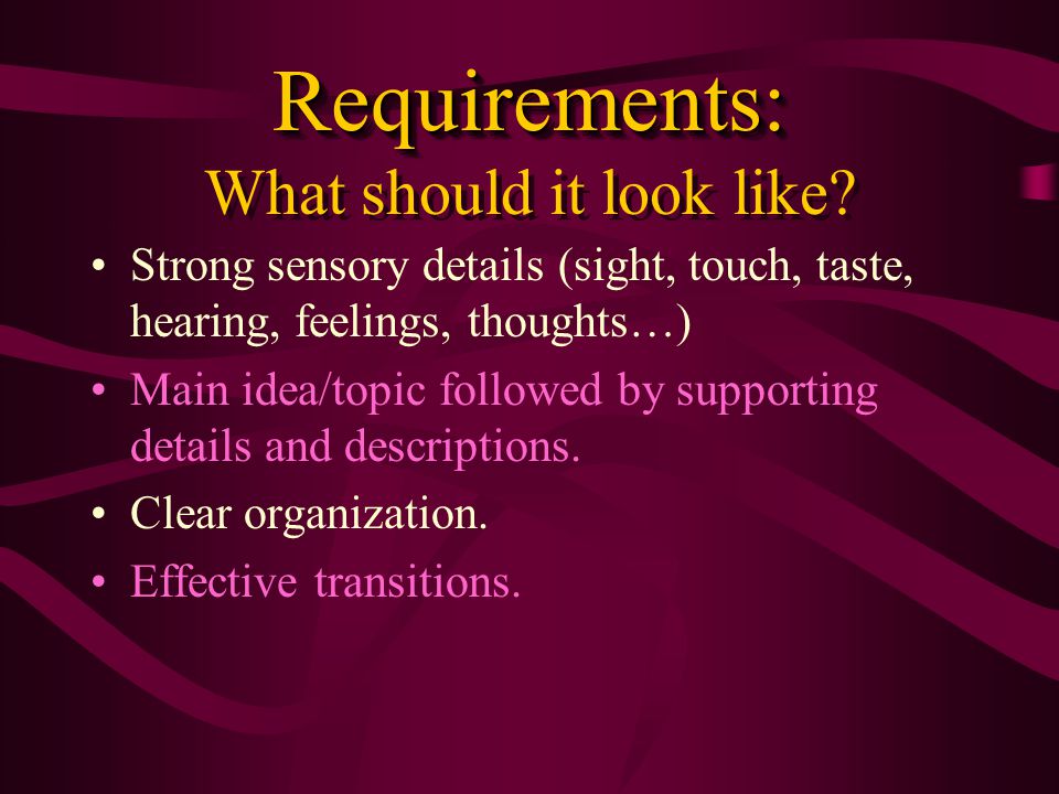 Requirements: What should it look like