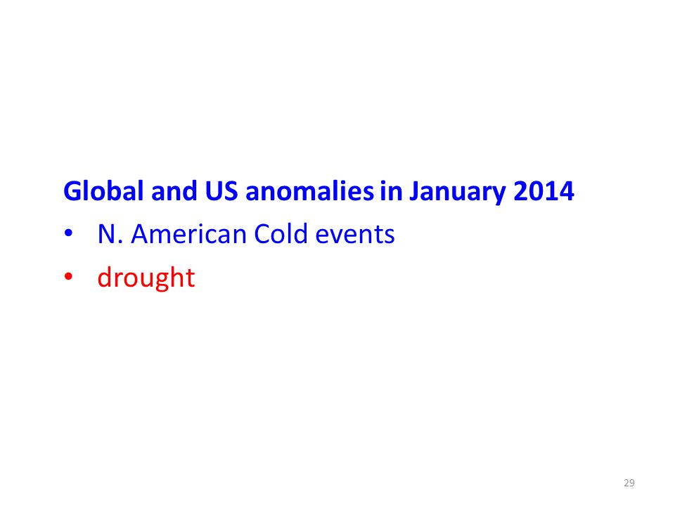 Global and US anomalies in January 2014