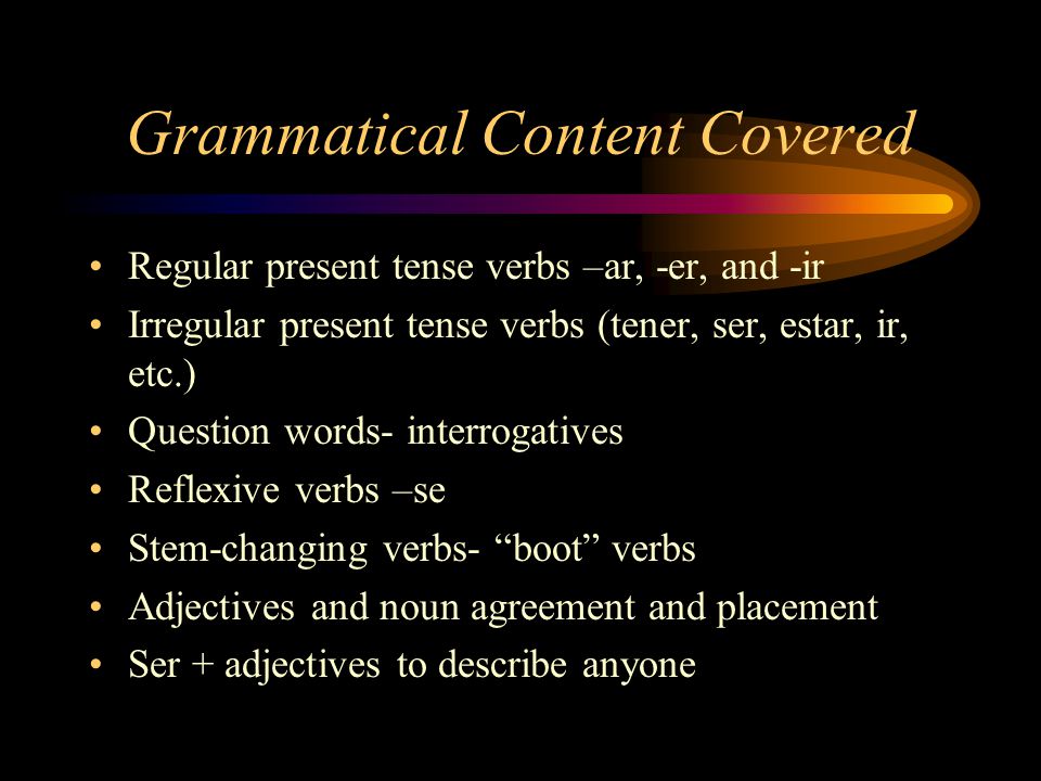 Grammatical Content Covered