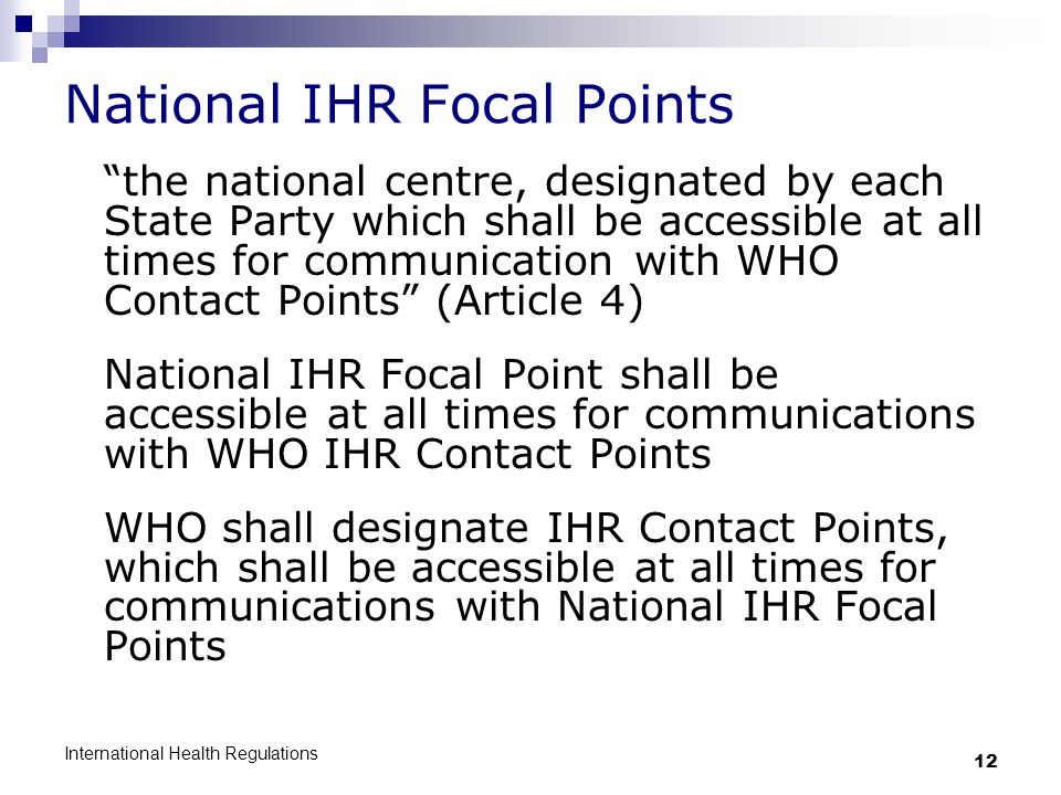 National IHR Focal Points