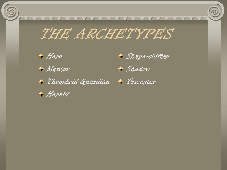 THE ARCHETYPES Hero Mentor Threshold Guardian Herald Shape-shifter - ppt  video online download