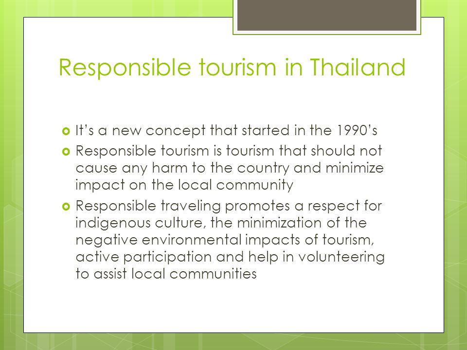 Responsible tourism in Thailand