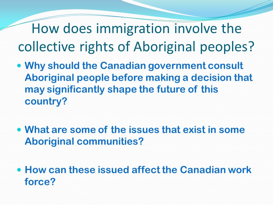 How does immigration involve the collective rights of Aboriginal peoples