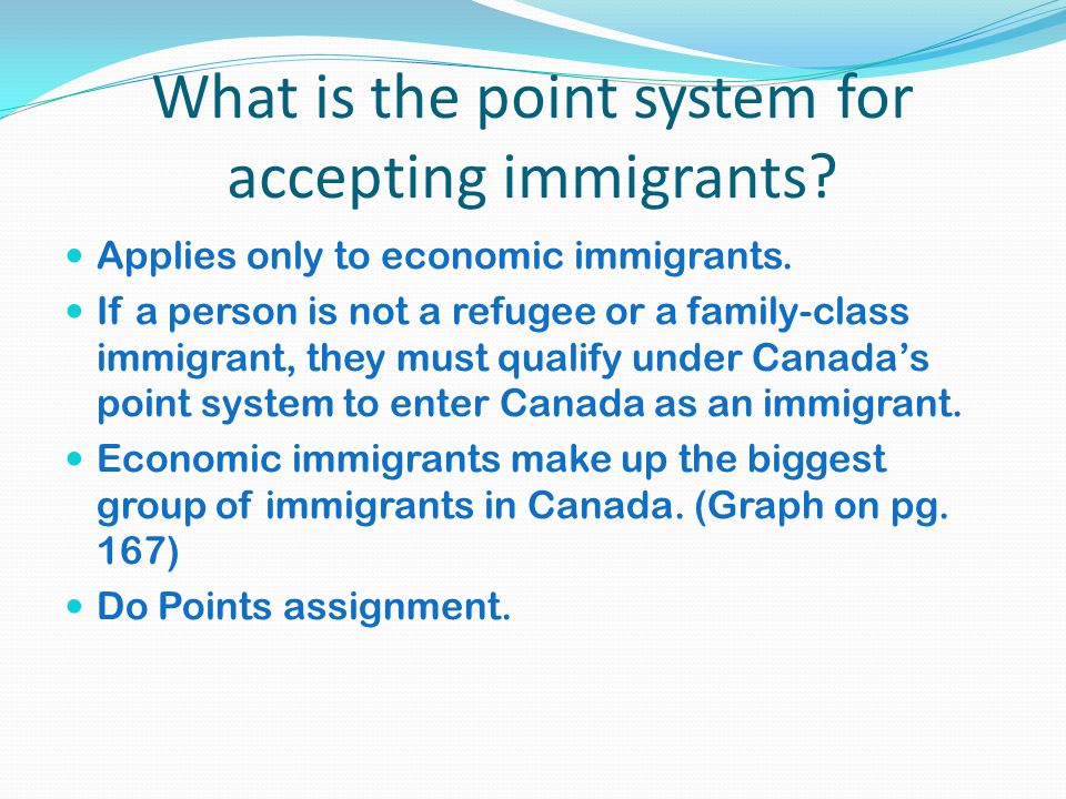 What is the point system for accepting immigrants