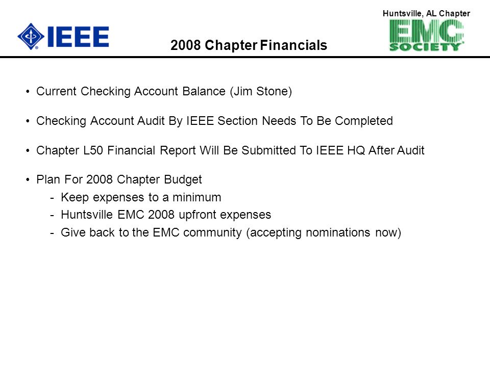2008 Chapter Financials Current Checking Account Balance (Jim Stone)