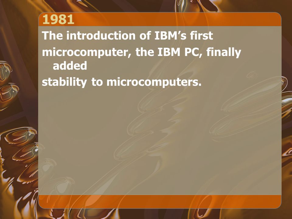 1981 The introduction of IBM’s first
