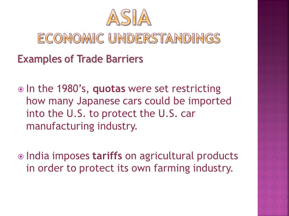 ASIA economic UNDERSTANDINGS