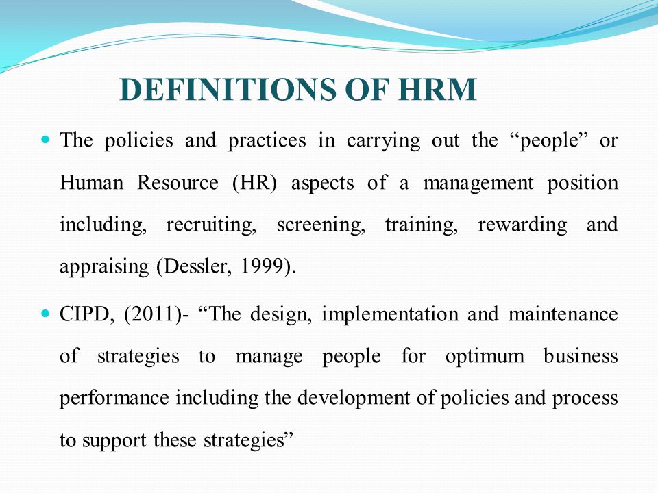 DEFINITIONS OF HRM