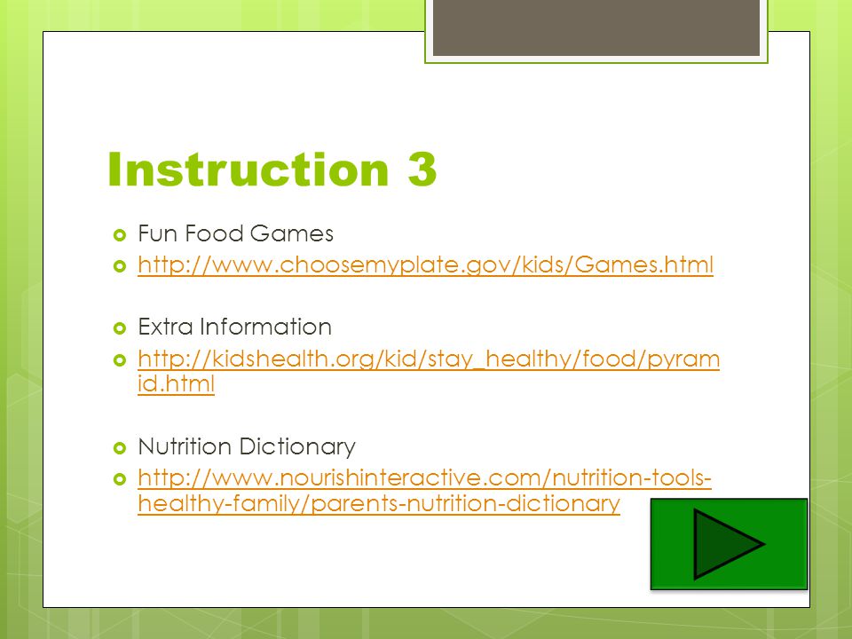 Instruction 3 Fun Food Games