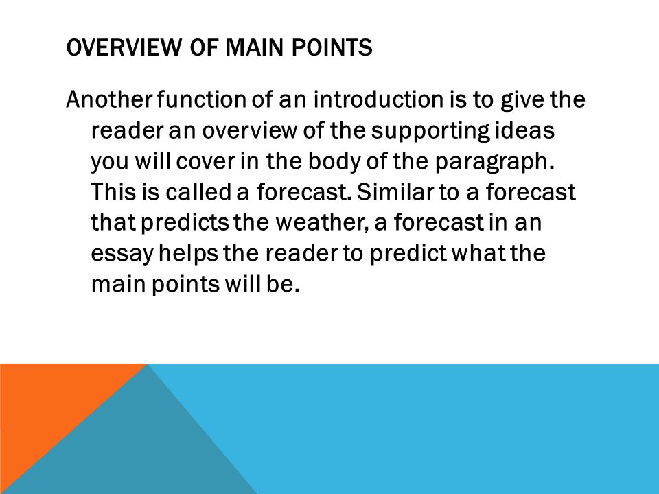 Overview of Main Points